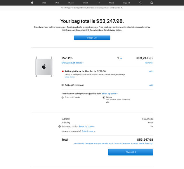 <i>Apple store bestelling van de nieuwe Mac Pro.</i>