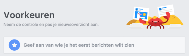 facebook - nieuwsoverzicht - voorkeuren