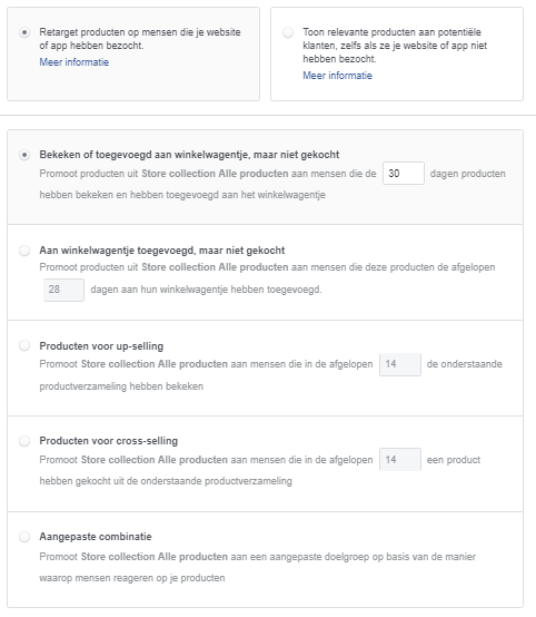 <i>Figuur 4: Doelgroep selecteren voor dynamische advertentie</i>.