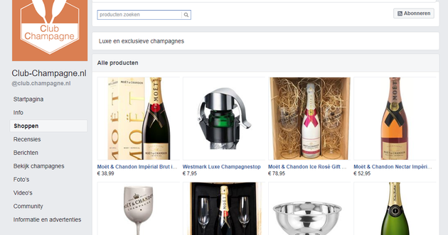 <i>Figuur 5: Facebook shop op je Facebook bedrijfspagina</i>.